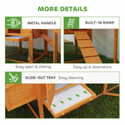 Large Wooden Chicken Coop with Nesting Box Run and Slide Out Tray for Outdoor Use, Grey