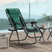 Green Zero Gravity Reclining Outdoor Lounger with Padded Seat Cup Holder and Headrest by Outsunny