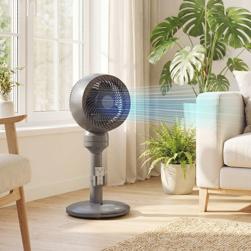 Electric Air Circulator Fan with Remote and Timer for Home or Office Comfort Grey
