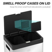 56L Stainless Steel Triple Kitchen Recycling Bin With Deodoriser Holders and Wheels by HOMCOM