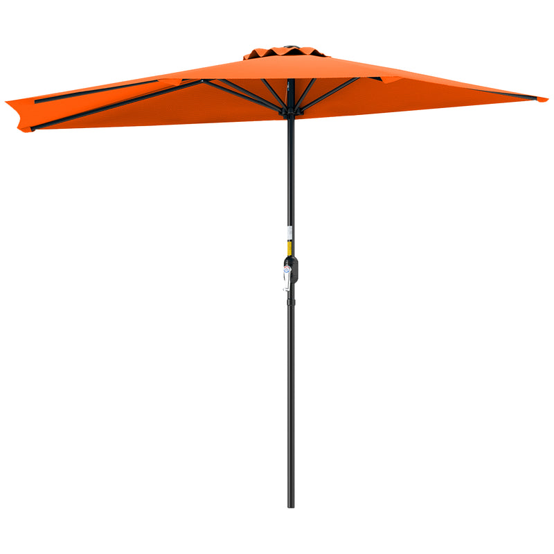 Half Parasol for Balcony or Small Garden with UV Protection and Easy Crank Handle, Orange