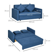 2 Seater Sofa Bed with Hidden Storage and Cushions Ideal for Guest Room Use Deep Blue