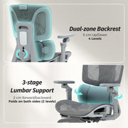Ergonomic High Back Mesh Office Chair With Lumbar Support For Home Desk Use Grey AOSOM