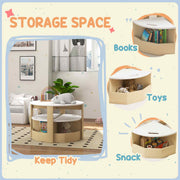 5 Piece Kids Table and Chairs Set with Storage Ideal for Ages 3 to 8 Years White AOSOM