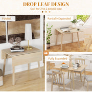 Folding Wooden Dining Table for Small Kitchens Seats 2 to 4 with Drop Leaf Design Natural