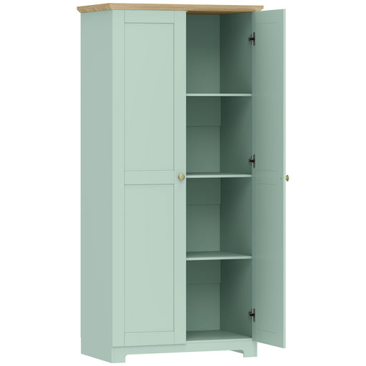 Tall Green Freestanding Storage Cabinet For Kitchen with 4 Shelves - Modern Design 80x48x172cm Homcom