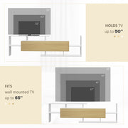 White and Natural TV Cabinet with Wall Shelf for 65 Inch Wall Mounted or 40 Inch Standing TVs