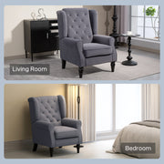 Charcoal Grey Wingback Accent Chair with Tufted Upholstery for Living Room or Bedroom by HOMCOM