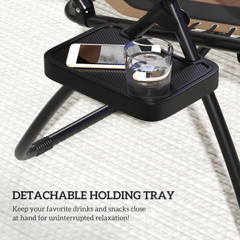 Set of 2 Zero Gravity Outdoor Reclining Chairs with Canopy Cup Holder and Cushion by Outsunny