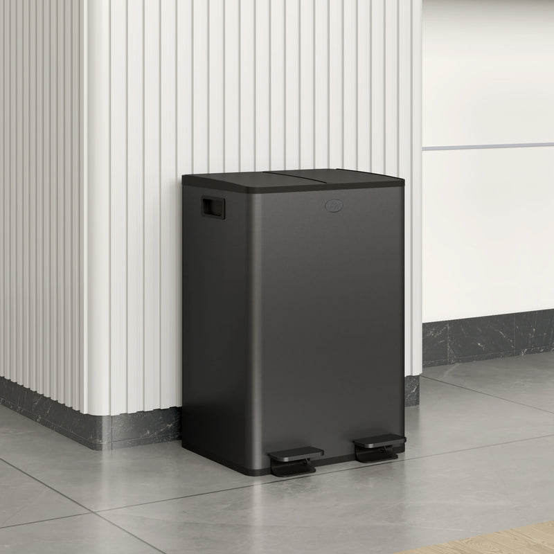 Kitchen Pedal Bin with Dual Compartments for Easy Rubbish and Recycling Separation
