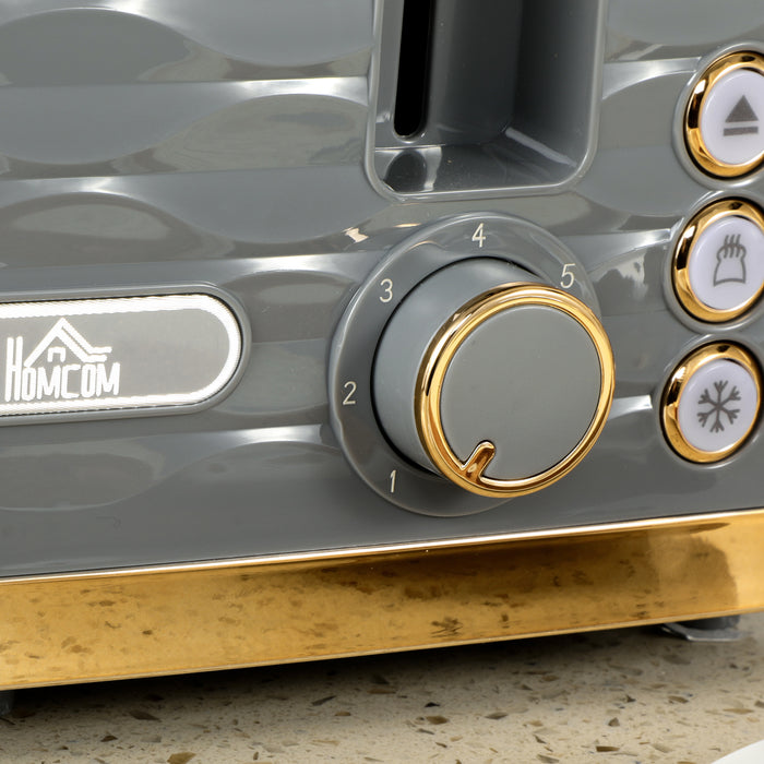 Grey Four Slice Toaster with Rippled Design for Even Browning by HOMCOM