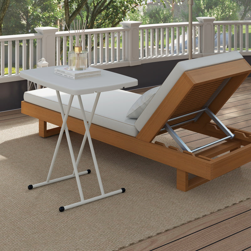 White Folding Outdoor Table Space-Saving and Lightweight by Outsunny