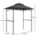 8 x 5 ft Grill Gazebo Double Tier BBQ Shelter with LED Lights Shelves and Hooks Dark Grey by Outsunny