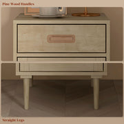 Boho Rattan Bedside Table With Drawer And Adjustable Shelf For Bedroom Storage Natural