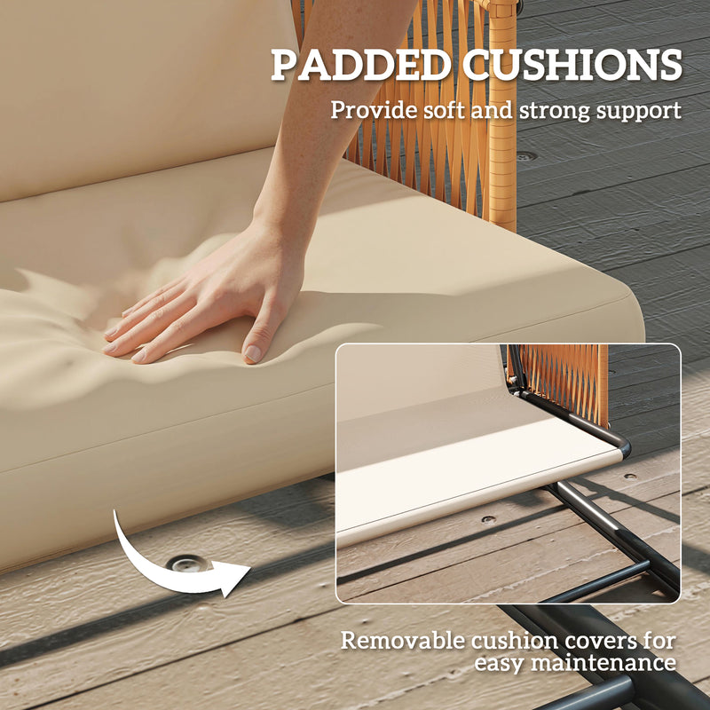 3 Seater Garden Swing Seat with Adjustable UPF30+ Canopy and Cushions for Shaded Outdoor Relaxing Sand Brown