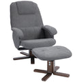 Recliner Chair and Footstool Set for Relaxing at Home with Swivel and Adjustable Back Grey