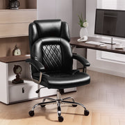 Ergonomic Big and Tall Office Chair With Spring Cushion Supports 180kg PU Leather Black AOSOM