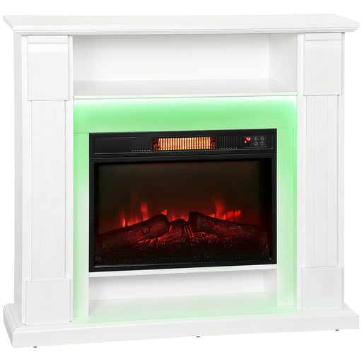 Electric Fireplace Heater with LED Mantel Adjustable Temperature Range Ideal for Homes White