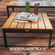 Four Piece Garden Corner Sofa Set with Loveseats and Coffee Tables Teak by Outsunny
