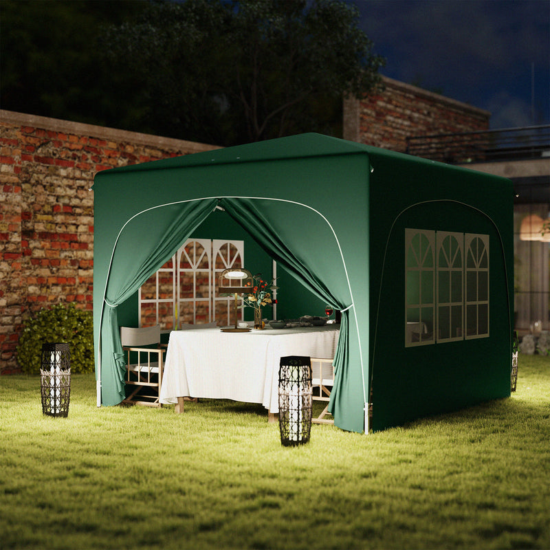 Dark Green 3x3 Pop Up Gazebo Shelter With Sides UPF50+ by Outsunny