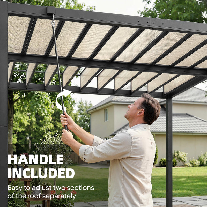 3x3m Aluminium Louvered Pergola for Flexible Garden Shade and Weather Protection, Dark Grey