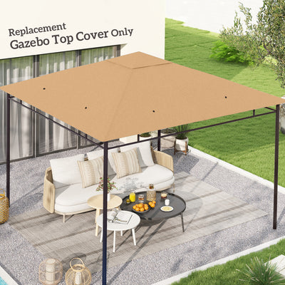3 x 3 m Garden Gazebo Roof Canopy Replacement With Drainage Holes Top Cover Beige AOSOM