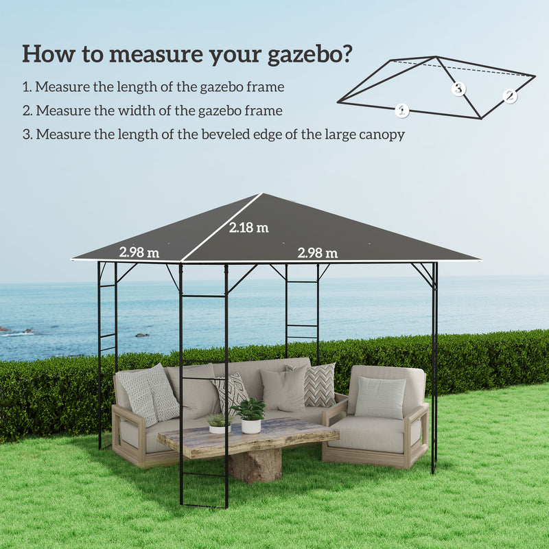 Grey 3m x 3m Gazebo Canopy Replacement Cover Water Resistant with UPF30+ by Outsunny