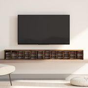 CD and Media Storage Shelves Set of 2 for Organising CDs Games and Books Rustic Brown AOSOM