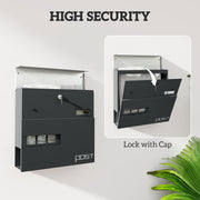 Wall Mounted Lockable Post Box with Viewing Window and Weatherproof Design in Charcoal Grey by HOMCOM