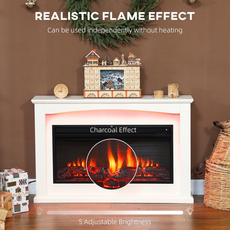 2000W Electric Fireplace Heater with Realistic Flame Effect for Living Room White
