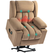 Light Brown Velvet Electric Riser Recliner Armchair With Massage Function by HOMCOM