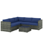 Rattan Garden Furniture Set for 5 with Cushions and Coffee Table for Patio or Outdoor Use, Grey Outsunny
