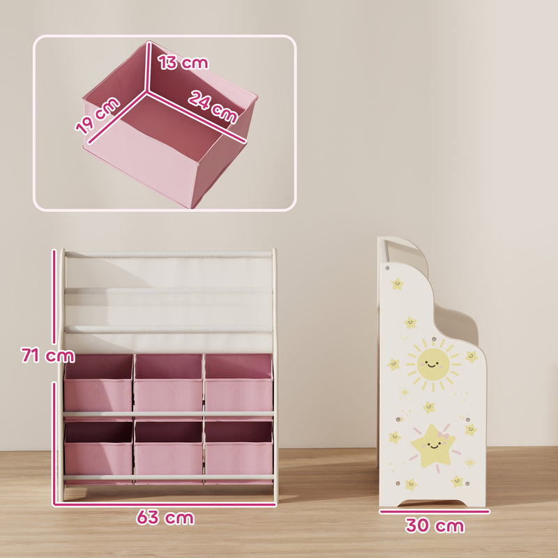 Kids Storage Shelf With Book Rack and Removable Drawers for Easy Organisation Pink AOSOM