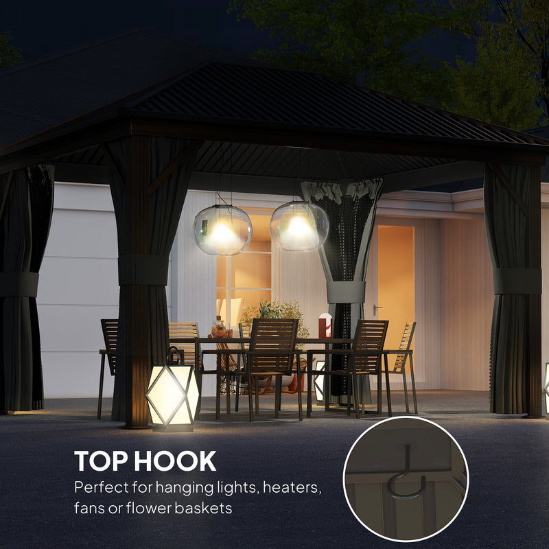 3.6 x 3m Aluminium Hardtop Gazebo with Accessories for Garden and Patio by Outsunny