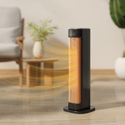 2000W Ceramic Electric Heater with Adjustable Heat Settings and Timer Function Black