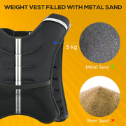 5kg Weighted Running Vest With Adjustable Straps and Reflective Safety Strips Grey AOSOM