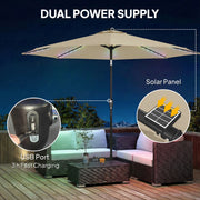 LED Garden Parasol with Adjustable UPF 50+ Shade and Solar Lighting for Day and Night Use Outsunny
