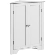 Corner Bathroom Storage Cabinet with Adjustable Shelf and Recessed Door Free Standing White