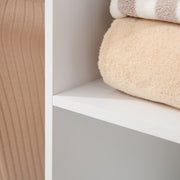 White Double Open Wardrobe With Shelves And 6 Wheels For Mobile Bedroom Storage