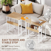 Natural Wood Drop Leaf Desk 63 cm Folding Writing Table Ideal for Small Home Offices