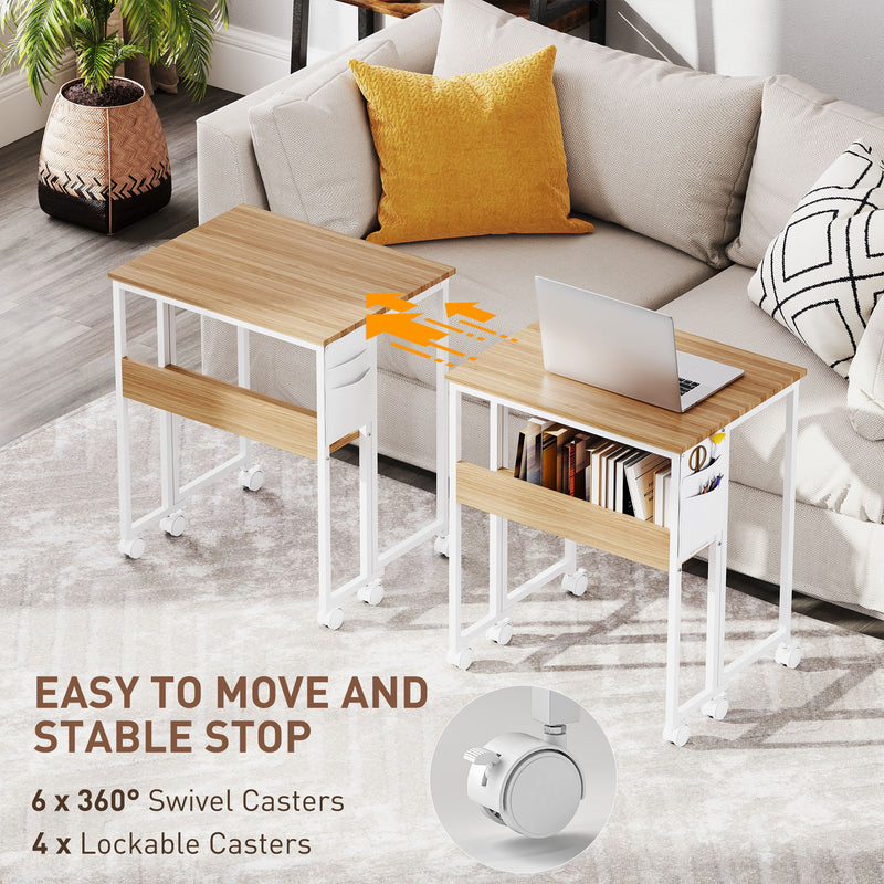 Natural Wood Drop Leaf Desk 63 cm Folding Writing Table Ideal for Small Home Offices