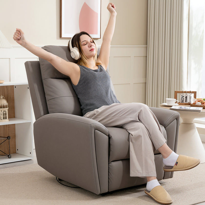 Manual Recliner Armchair with Adjustable Leg Rest for Lounge or Bedroom Comfort, Grey
