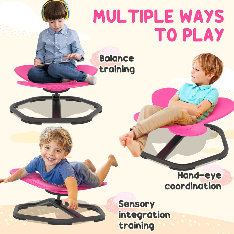 Kids Butterfly Swivel Chair for Spinning Balance and Coordination Training Pink AOSOM