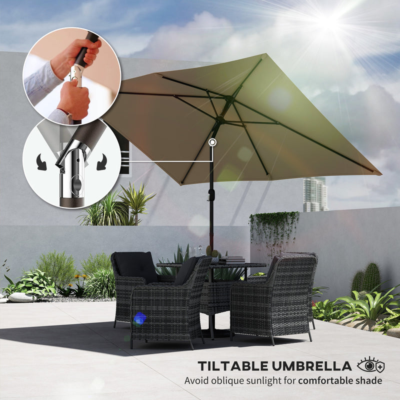3x2m Garden Parasol with Adjustable Tilt for Easy Sun Protection on Patios and Lawns Outsunny