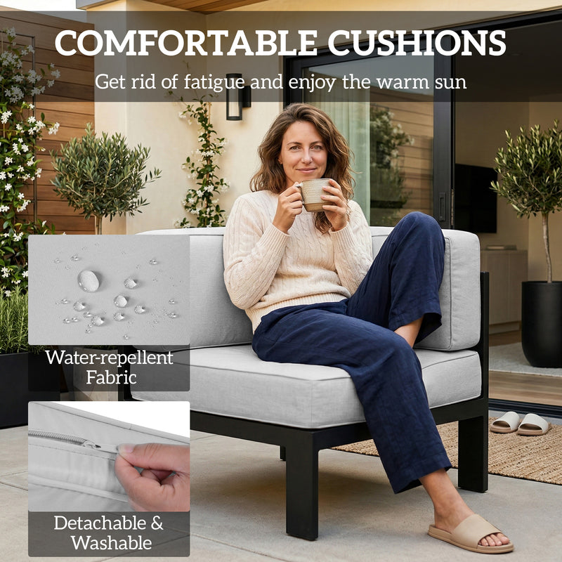 Aluminium Garden Furniture Set with Cushions for Modern & Comfortable Outdoor Seating Light Grey