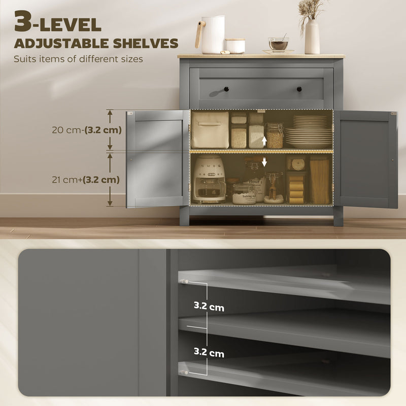 Modern Sideboard Cabinet With Drawer And Adjustable Shelf For Kitchen Or Hallway Grey