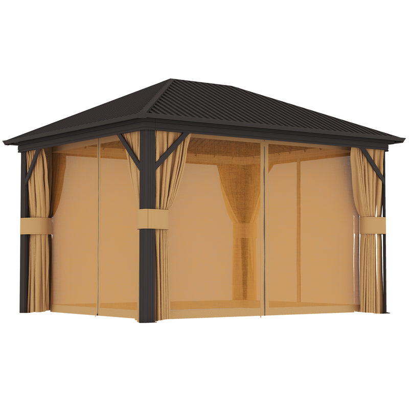 3.6 x 3m Aluminium Hardtop Garden Gazebo with Curtains for Garden and Patio by Outsunny