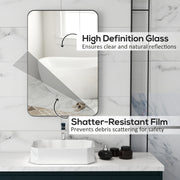 Curved Black Bathroom Mirror 90 x 60cm Modern Wall Mounted Design by HOMCOM