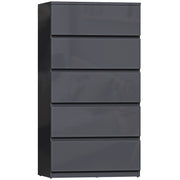Chest of Drawers with 5 Spacious Storage Drawers for Bedroom Organisation High Gloss Grey AOSOM