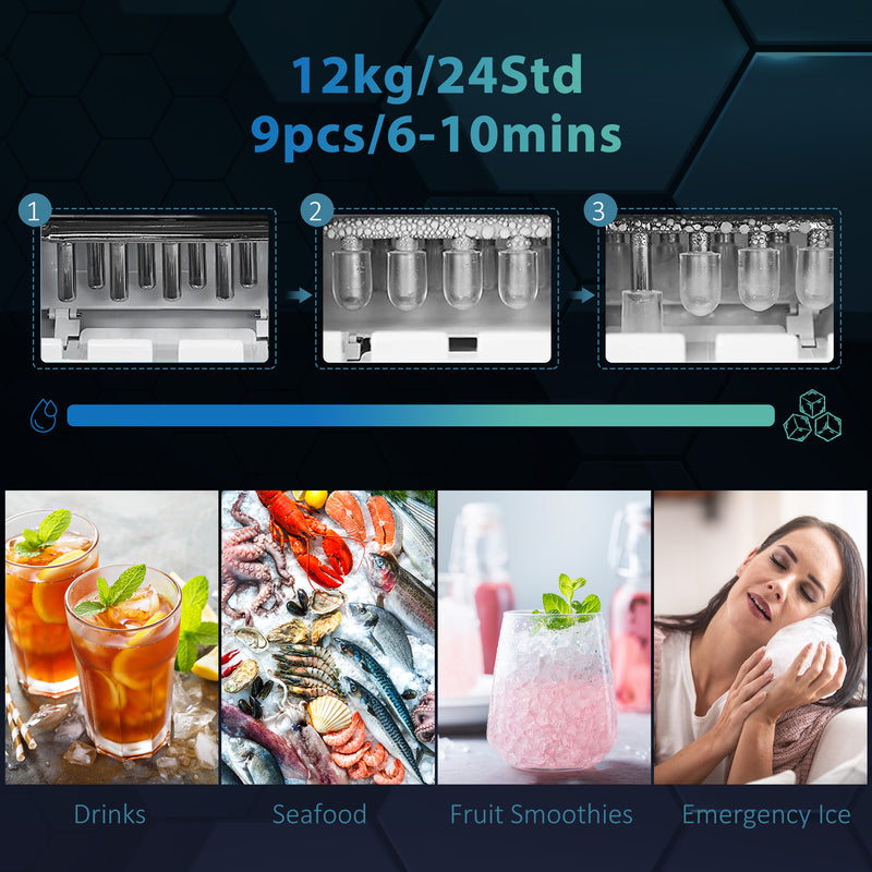 Countertop Ice Maker and Water Dispenser with 3L Tank and Fast Cube Making Black